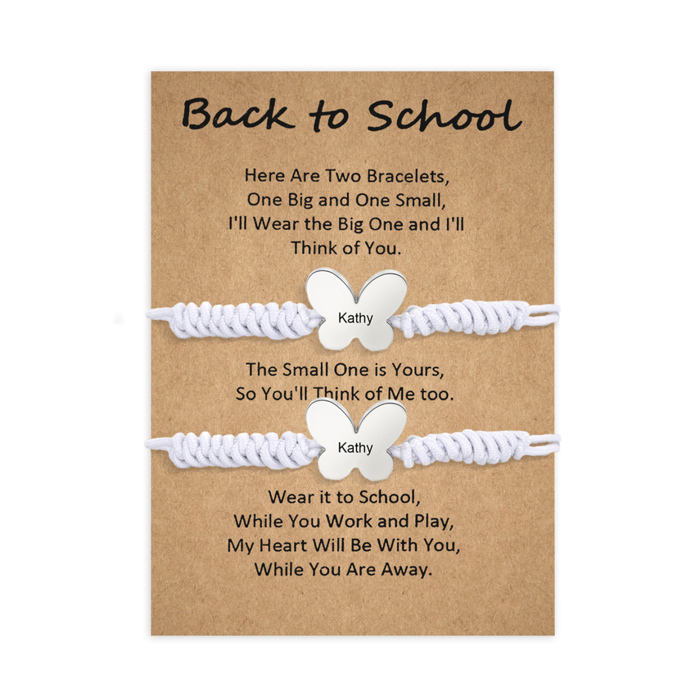 Personalized Name Braided Elastic Rope Stainless Steel Butterfly Bracelet, A Back-To-School Gift For Daughter