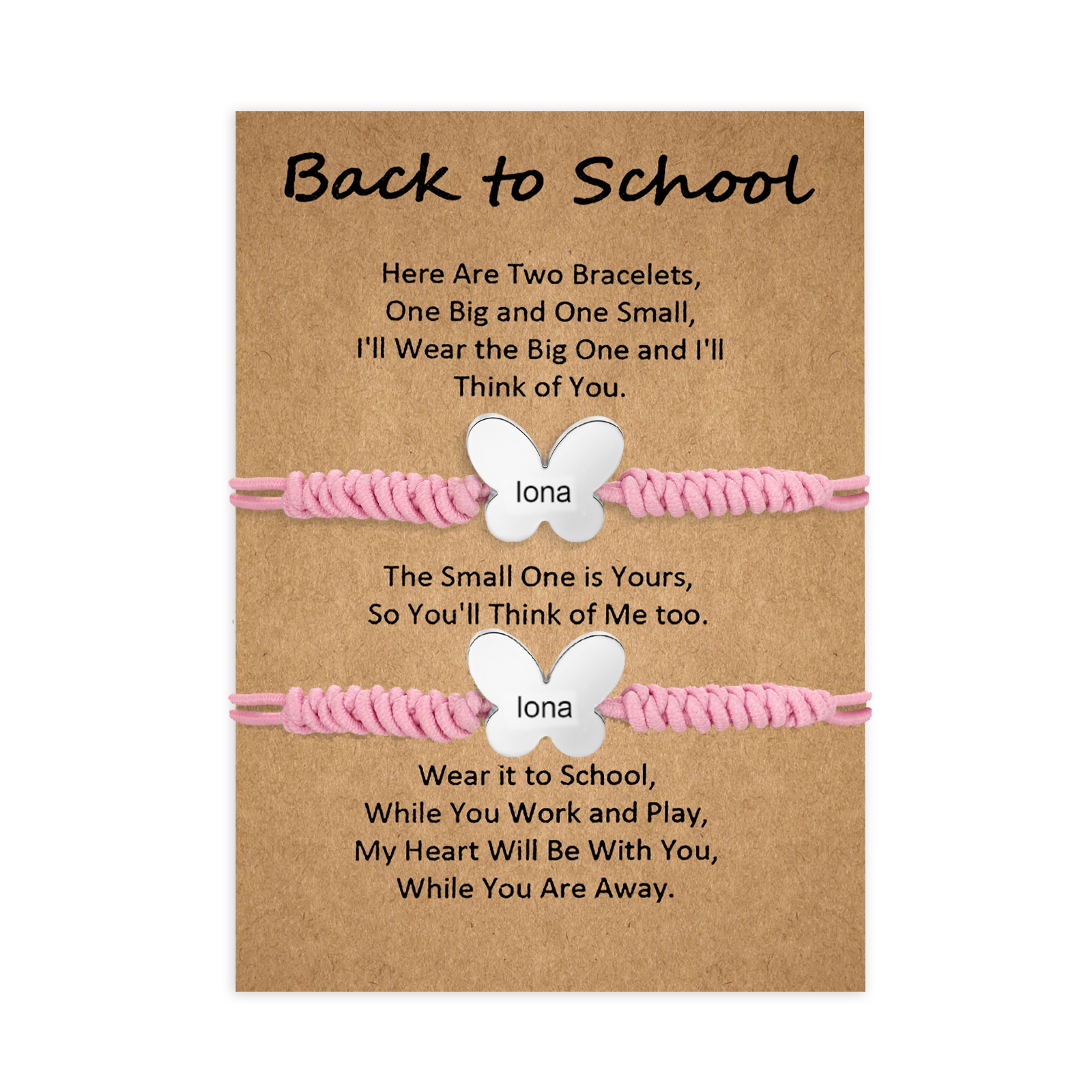 Jessemade UK Personalized Name Braided Elastic Rope Stainless Steel Butterfly Bracelet, A Back-To-School Gift For Daughter 19.99 n2