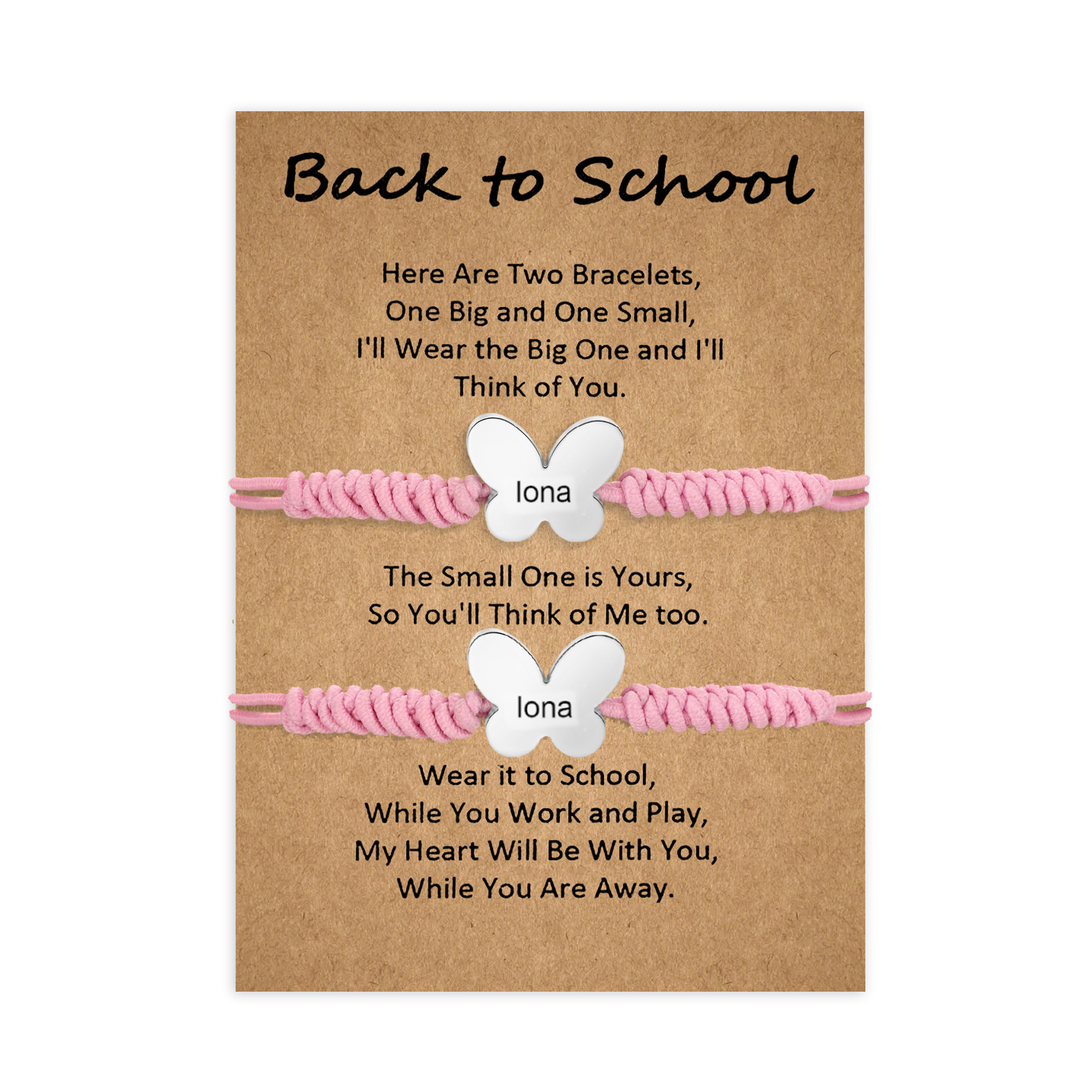 Jessemade UK Personalized Name Braided Elastic Rope Stainless Steel Butterfly Bracelet, A Back-To-School Gift For Daughter 19.99 n2