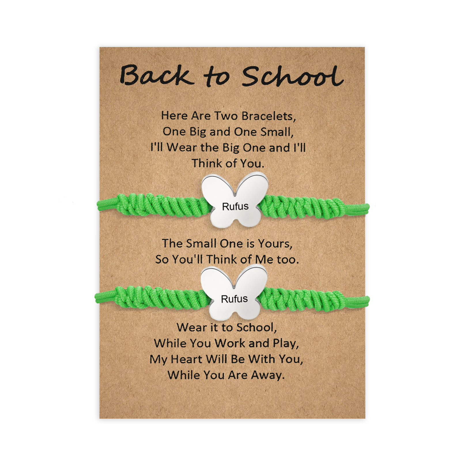 Personalized Name Braided Elastic Rope Stainless Steel Butterfly Bracelet, A Back-To-School Gift For Daughter