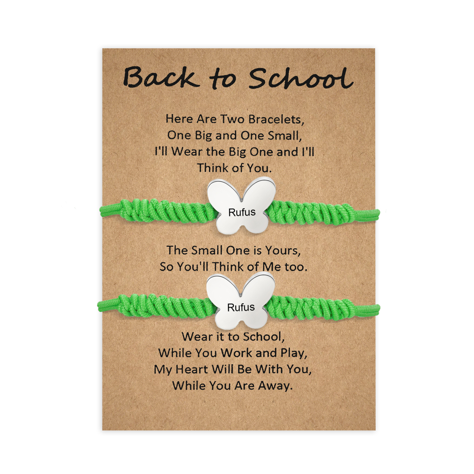 Personalized Name Braided Elastic Rope Stainless Steel Butterfly Bracelet, A Back-To-School Gift For Daughter