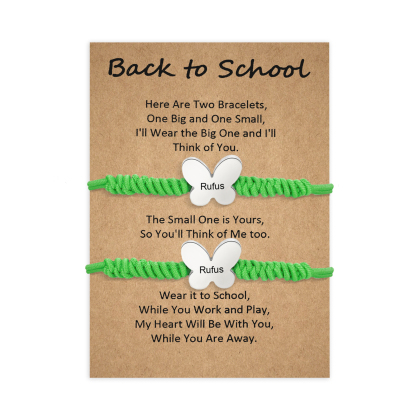 Personalized Name Braided Elastic Rope Stainless Steel Butterfly Bracelet, A Back-To-School Gift For Daughter