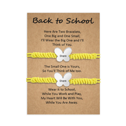 Personalized Name Braided Elastic Rope Stainless Steel Butterfly Bracelet, A Back-To-School Gift For Daughter
