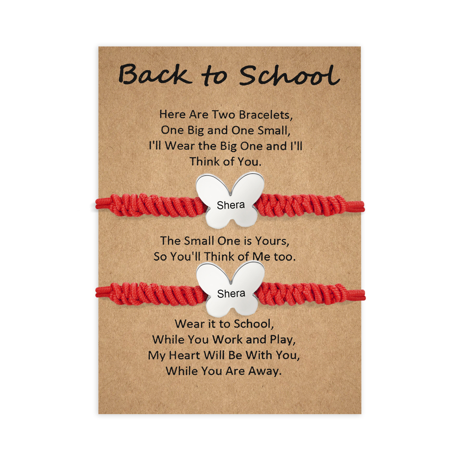 Personalized Name Braided Elastic Rope Stainless Steel Butterfly Bracelet, A Back-To-School Gift For Daughter