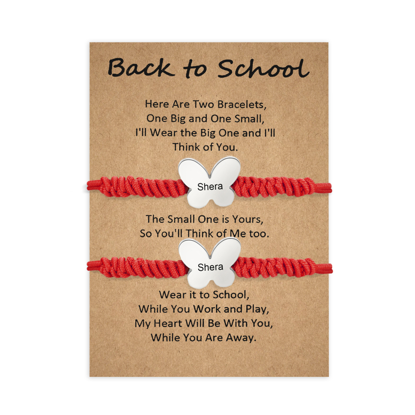 Personalized Name Braided Elastic Rope Stainless Steel Butterfly Bracelet, A Back-To-School Gift For Daughter