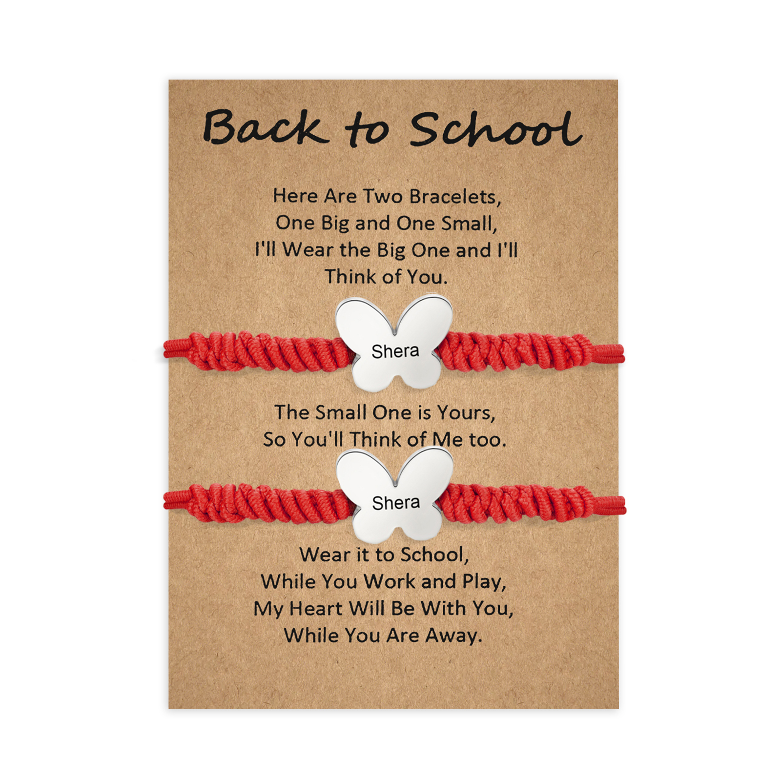 Personalized Name Braided Elastic Rope Stainless Steel Butterfly Bracelet, A Back-To-School Gift For Daughter