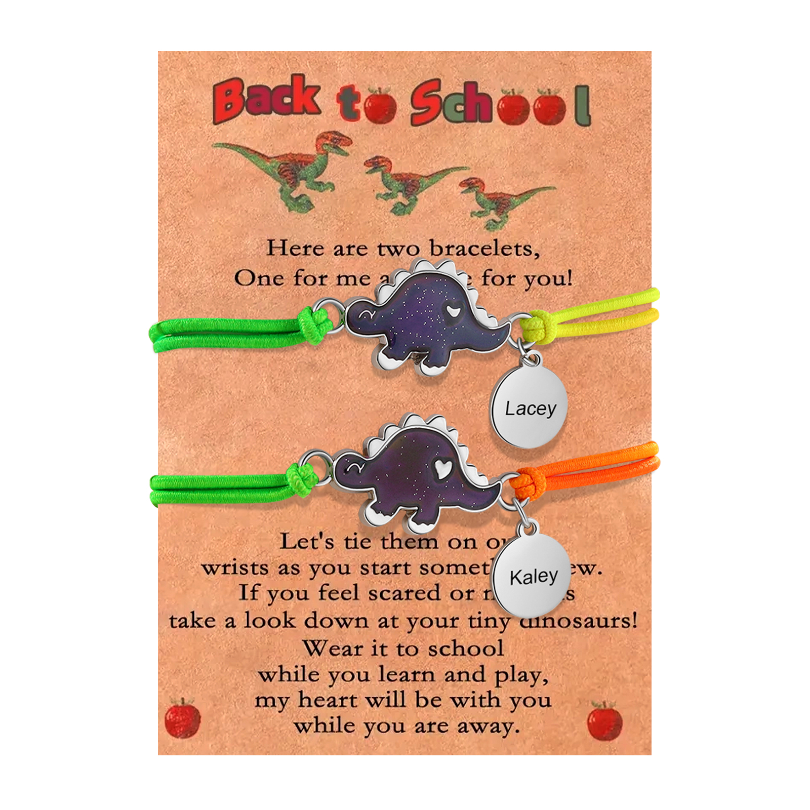 Jessemade UK Personalized Name Elastic String Stainless Steel Dinosaur Bracelet, A Good Start-Of-School Gift For Daughter/Son 19.99 n2