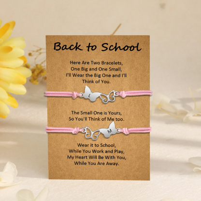 Personalized Name Elastic String Stainless Steel Butterfly Bracelet, A Back-To-School Gift For Daughter
