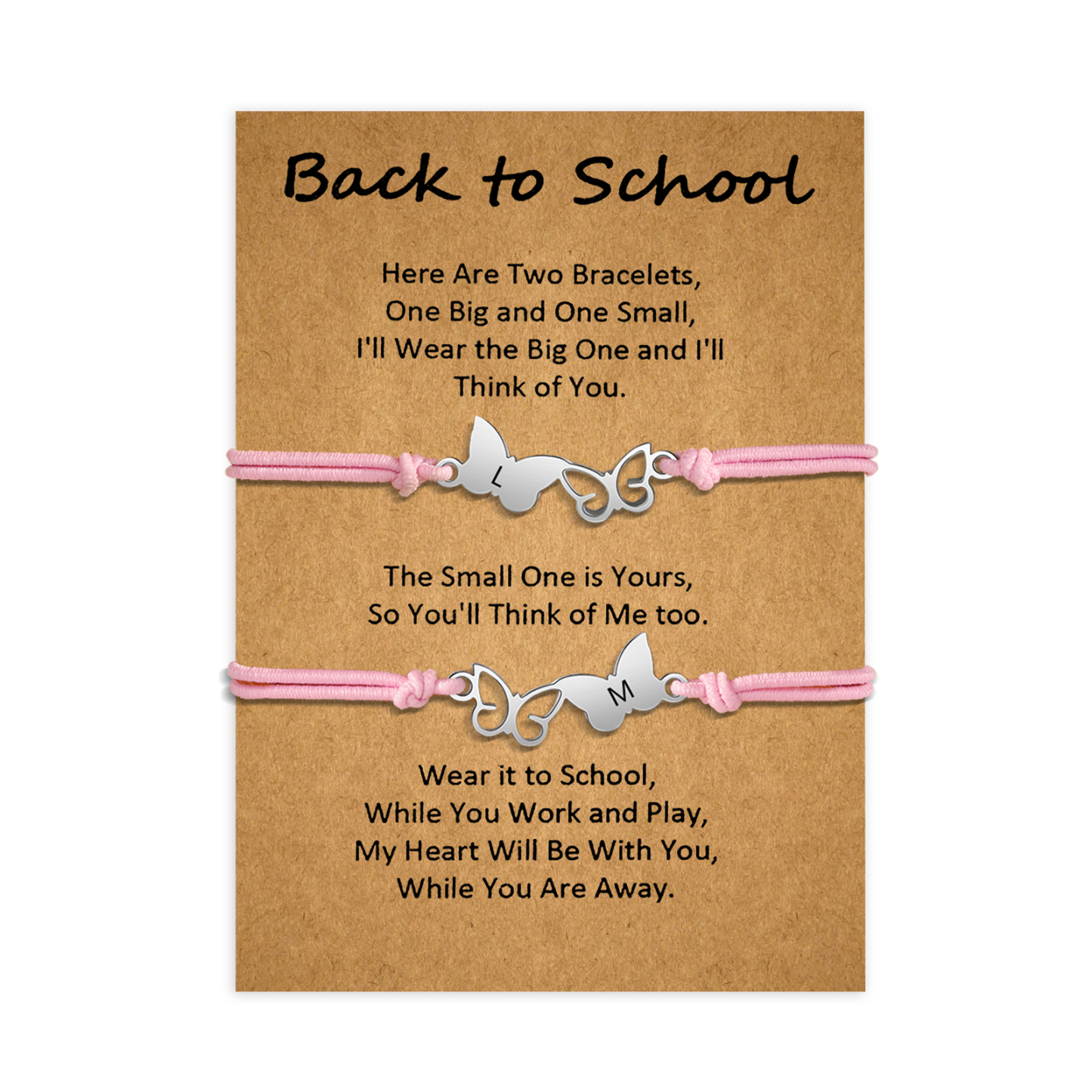 Personalized Name Elastic String Stainless Steel Butterfly Bracelet, A Back-To-School Gift For Daughter