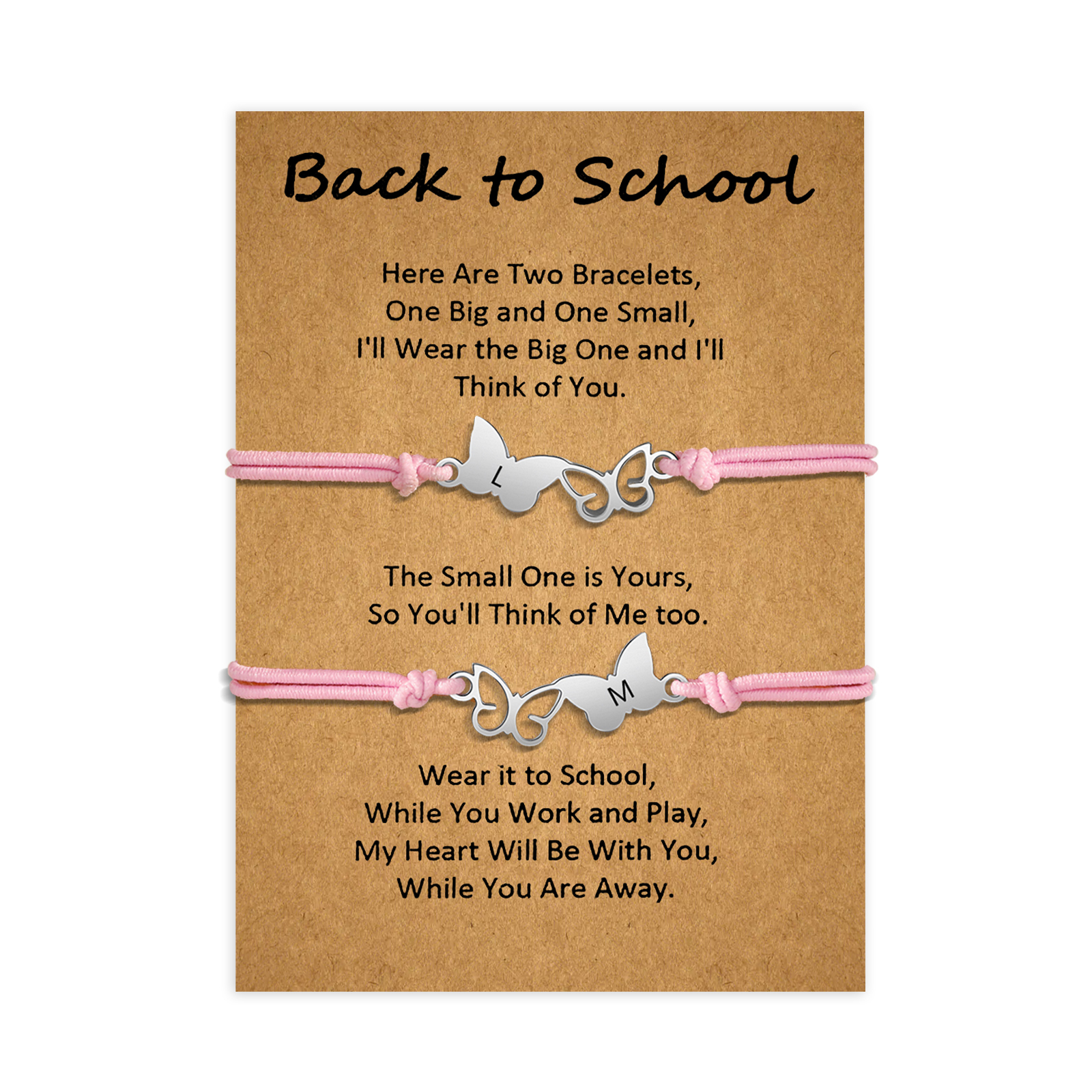 Personalized Name Elastic String Stainless Steel Butterfly Bracelet, A Back-To-School Gift For Daughter