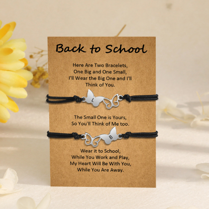 Personalized Name Elastic String Stainless Steel Butterfly Bracelet, A Back-To-School Gift For Daughter