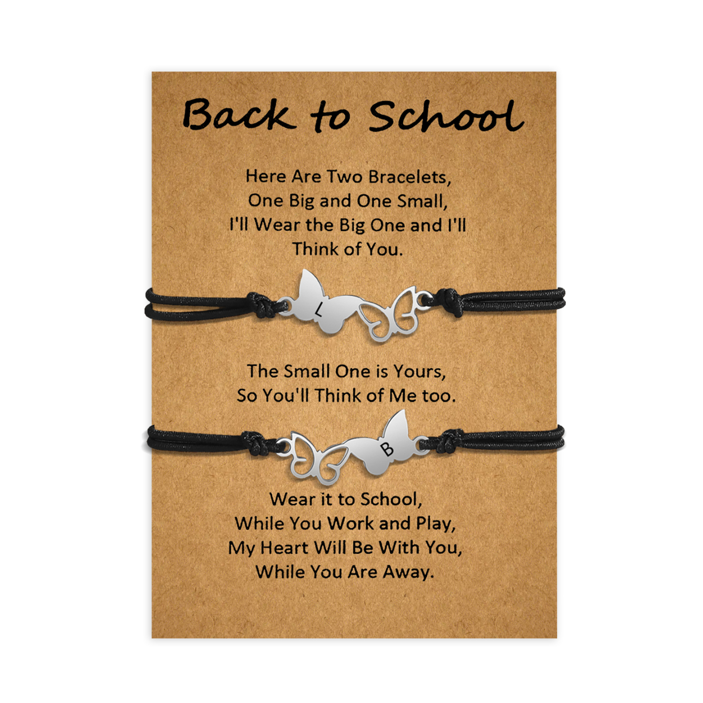 Personalized Name Elastic String Stainless Steel Butterfly Bracelet, A Back-To-School Gift For Daughter