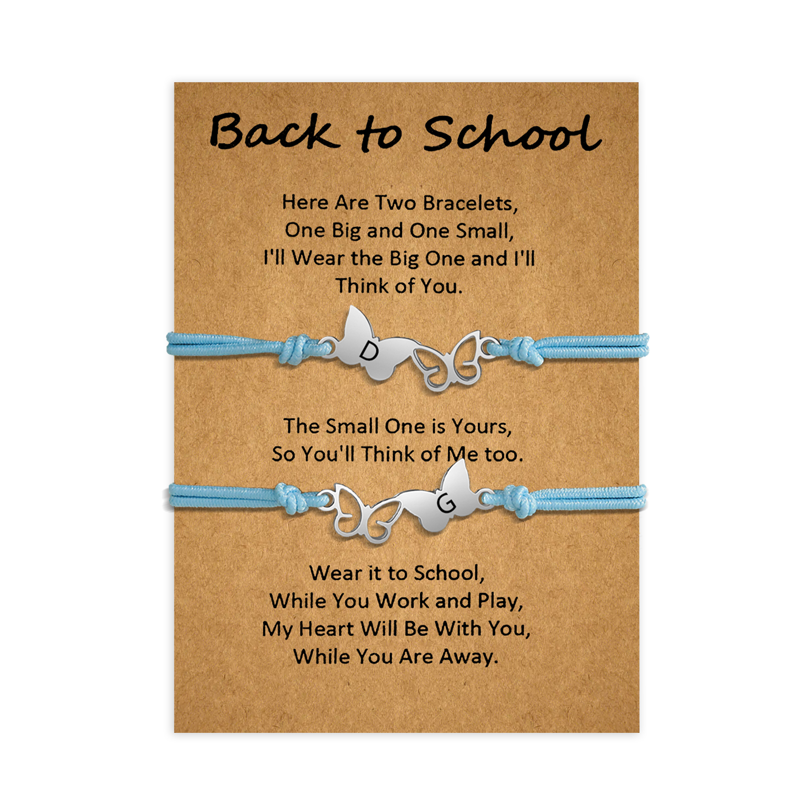 Personalized Name Elastic String Stainless Steel Butterfly Bracelet, A Back-To-School Gift For Daughter