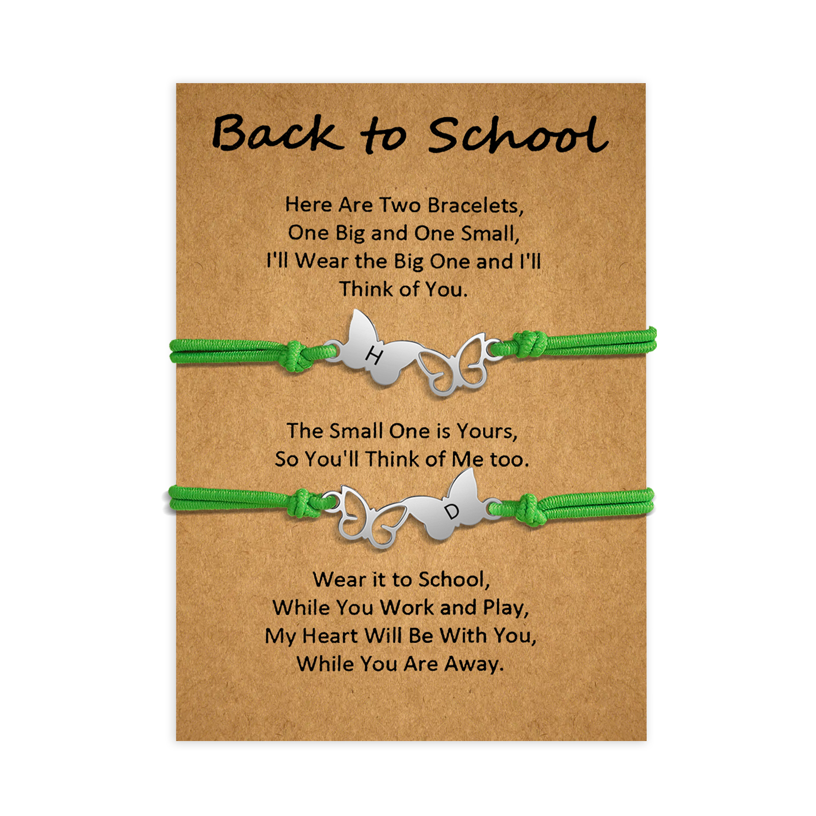 Personalized Name Elastic String Stainless Steel Butterfly Bracelet, A Back-To-School Gift For Daughter