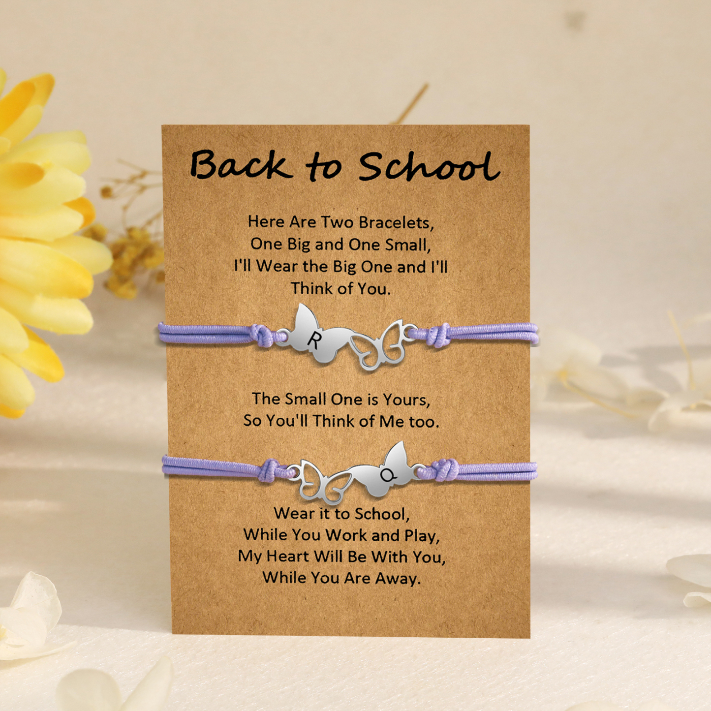 Personalized Name Elastic String Stainless Steel Butterfly Bracelet, A Back-To-School Gift For Daughter