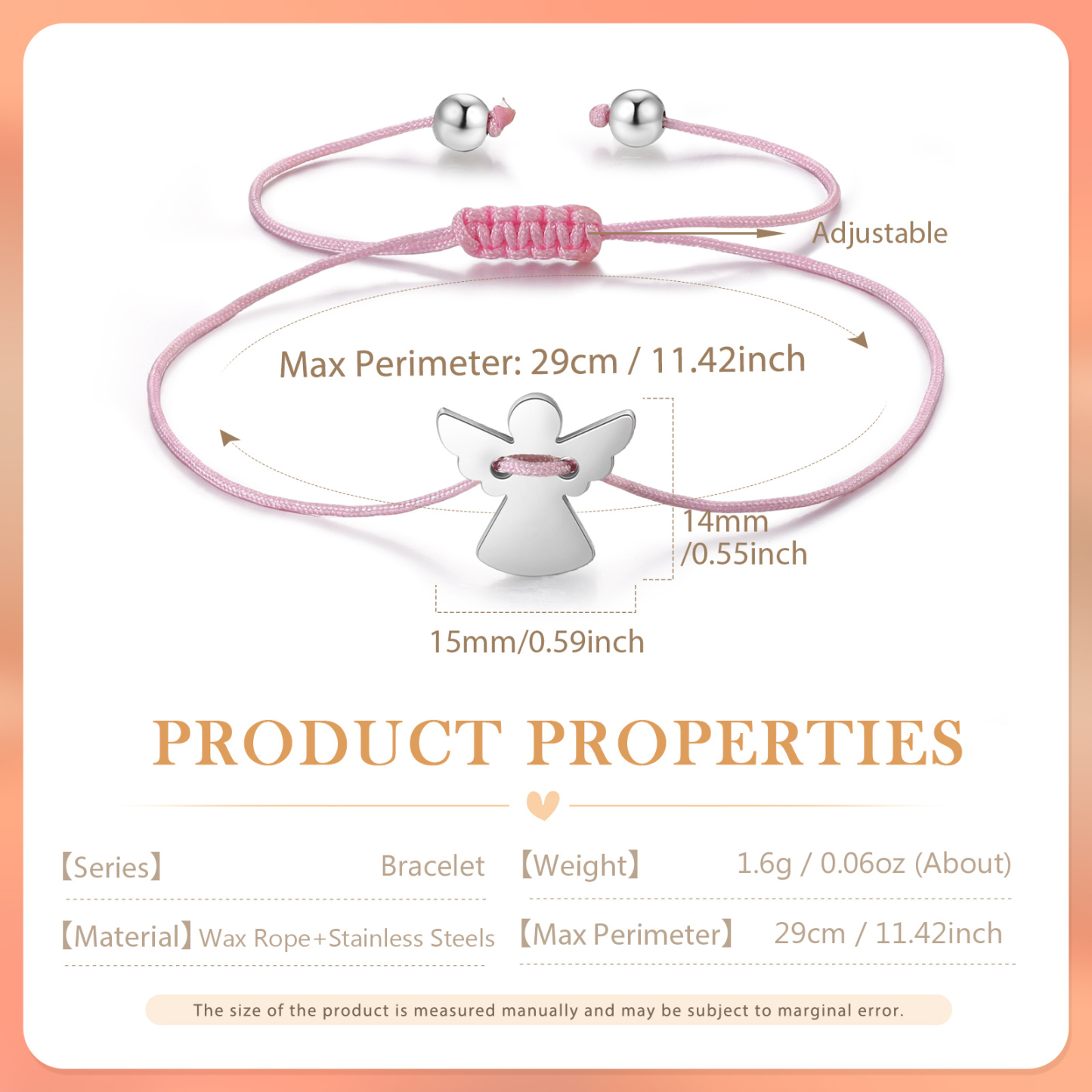 2 Pcs Guardian Angel Bracelet Stainless Steel Braided Bracelet Back to School Gift for Kids