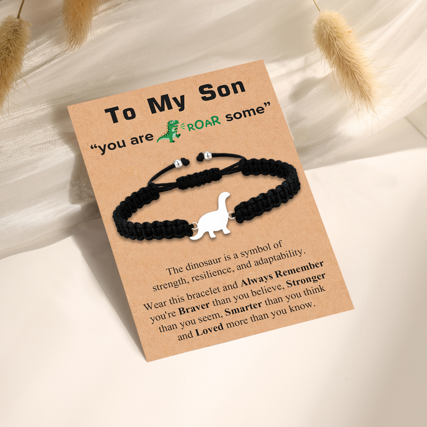 Dinosaur Bracelet Cute Cartoon Dinosaur Beaded Bracelet Adjustable Back to School Gift for Son