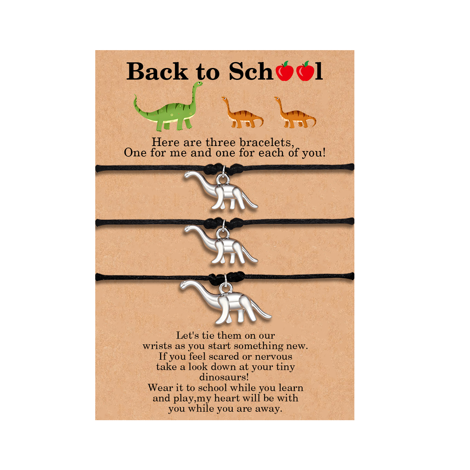 3Pcs Dinosaur Bracelets Stainless Steel Braided Bracelets Back To Scho