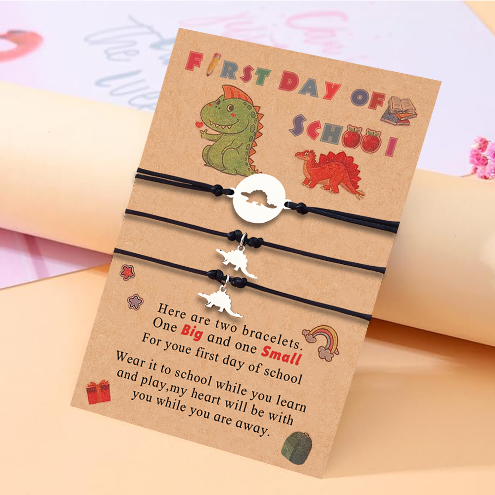 3Pcs Dinosaur Bracelets Stainless Steel Braided Bracelets Back To Scho