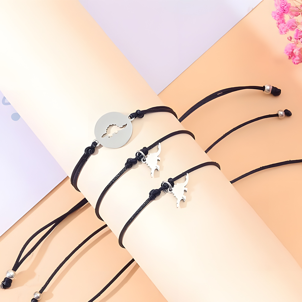 3Pcs Dinosaur Bracelets Stainless Steel Braided Bracelets Back To School Gift For Kids