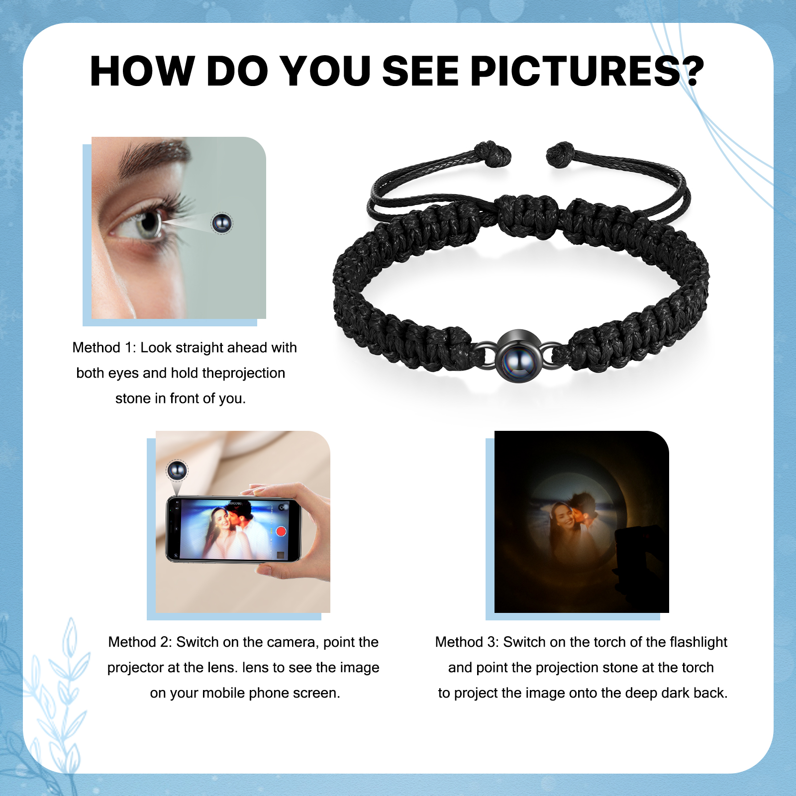 Personalised Projection Stone Bracelet – Customize 1 Photo – Valentine's Day Gift for Her/Him | Jessemade