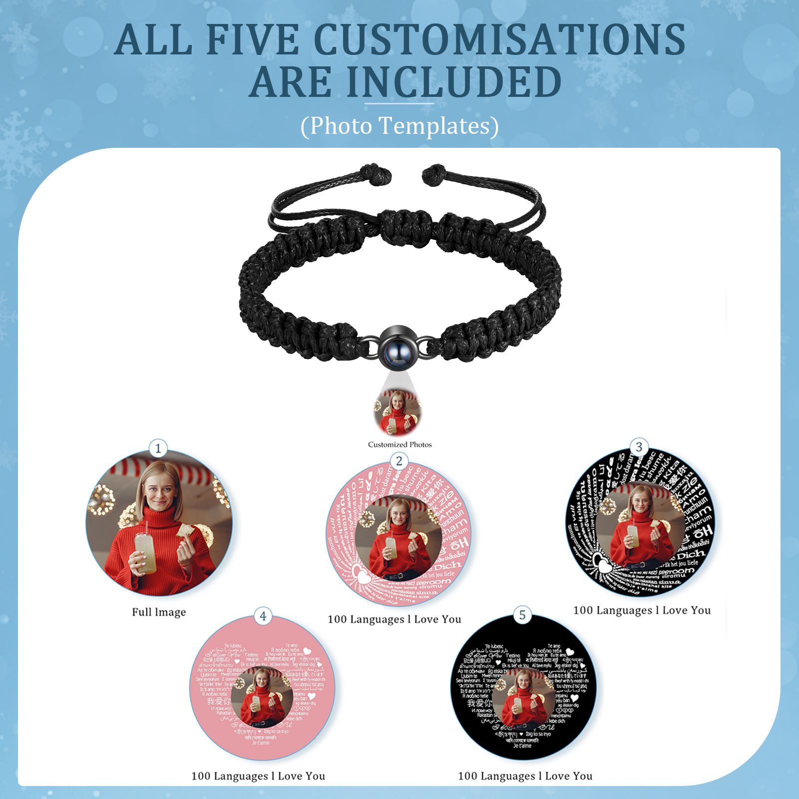 Personalised Projection Stone Bracelet – Customize 1 Photo – Valentine's Day Gift for Her/Him | Jessemade