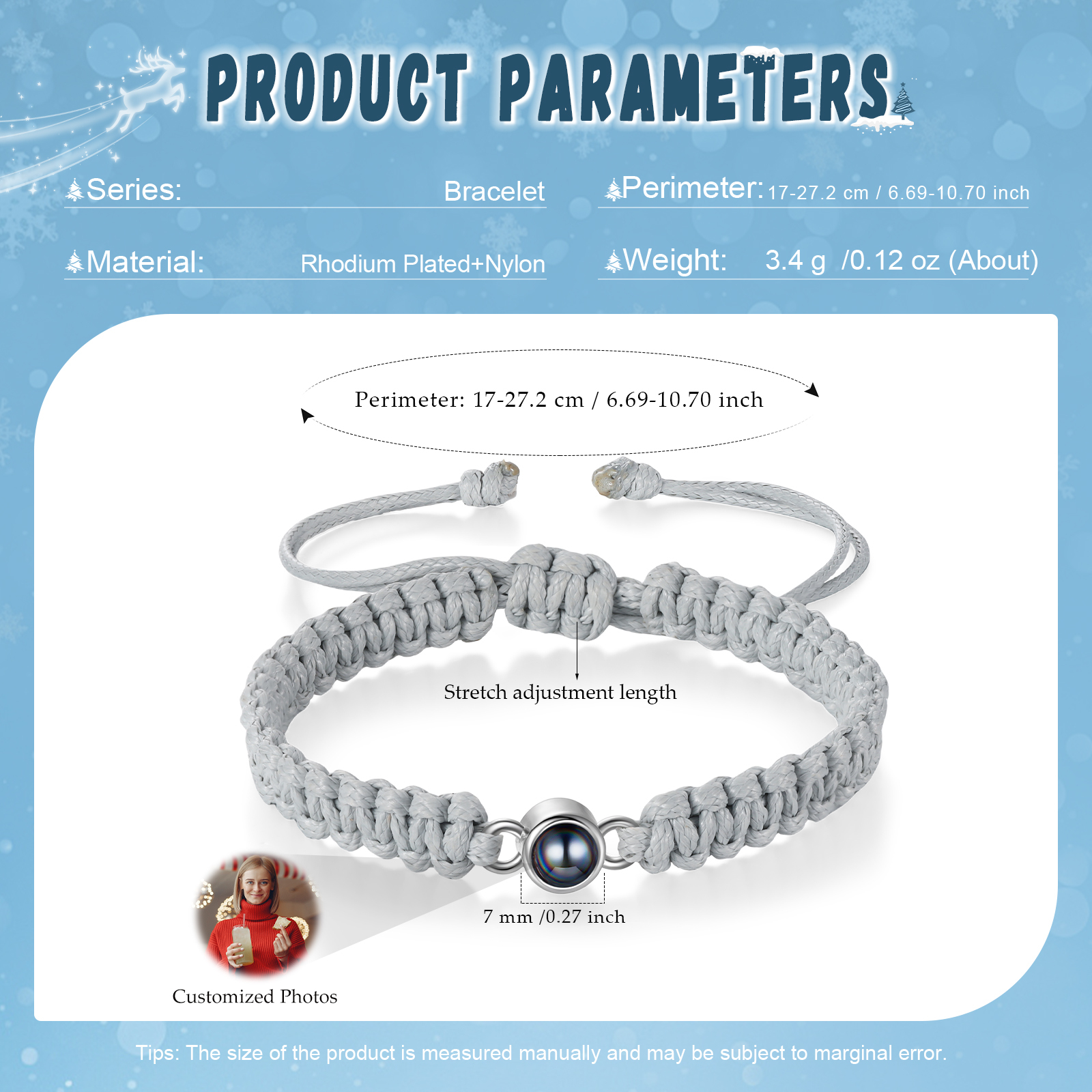 Personalised Projection Stone Bracelet – Customize 1 Photo – Valentine's Day Gift for Her/Him | Jessemade