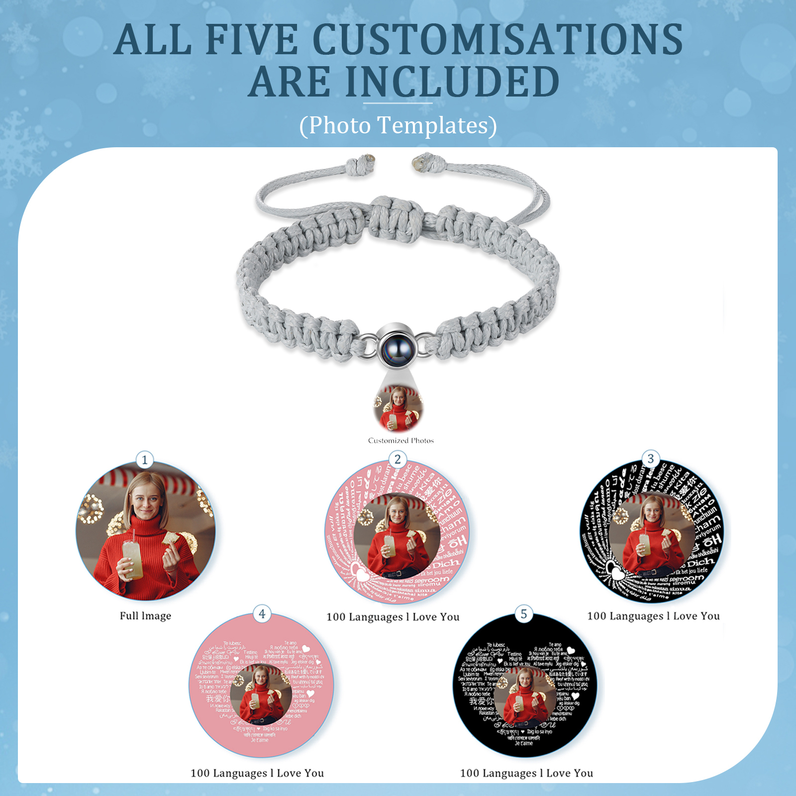 Personalised Projection Stone Bracelet – Customize 1 Photo – Valentine's Day Gift for Her/Him | Jessemade