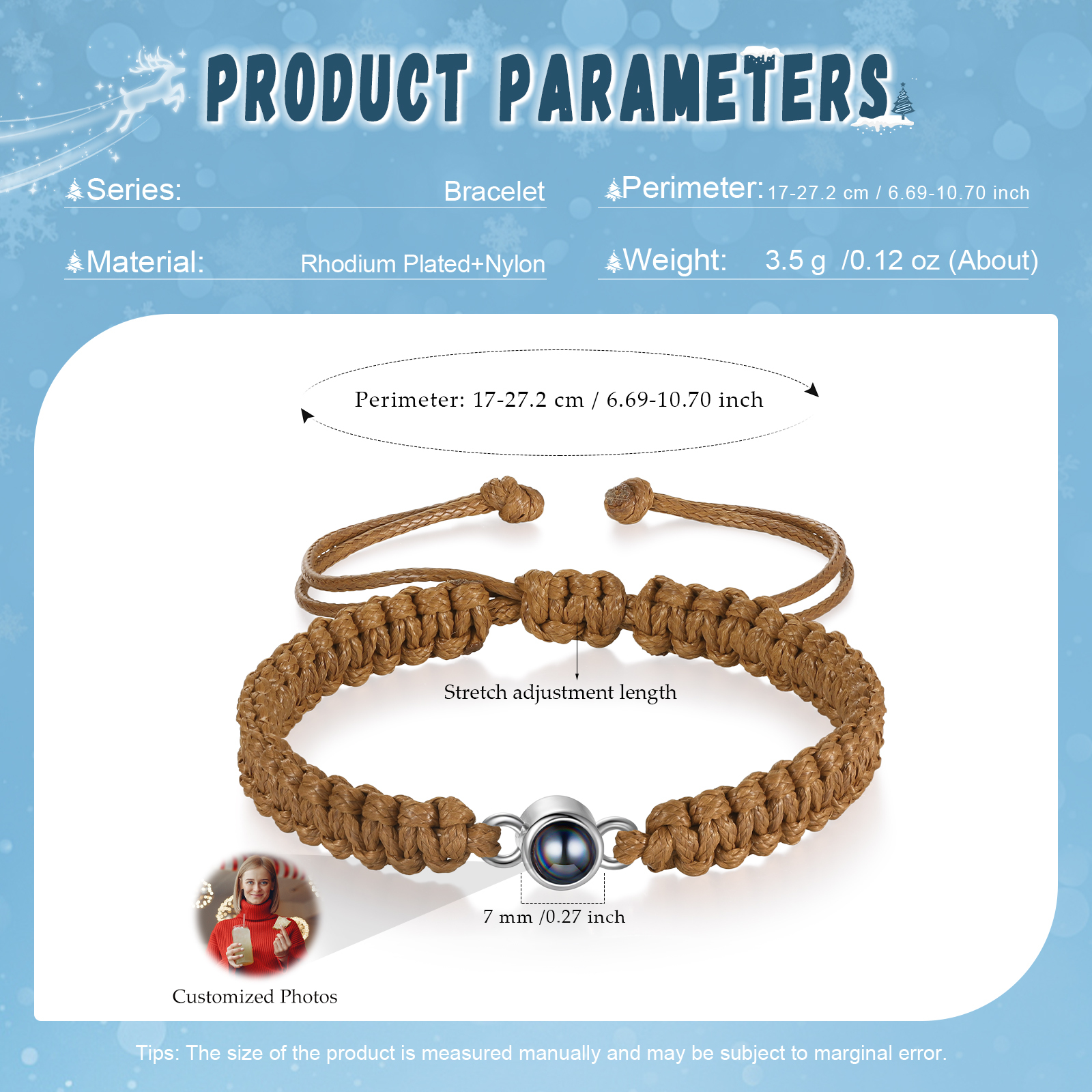 Personalised Projection Stone Bracelet – Customize 1 Photo – Valentine's Day Gift for Her/Him | Jessemade