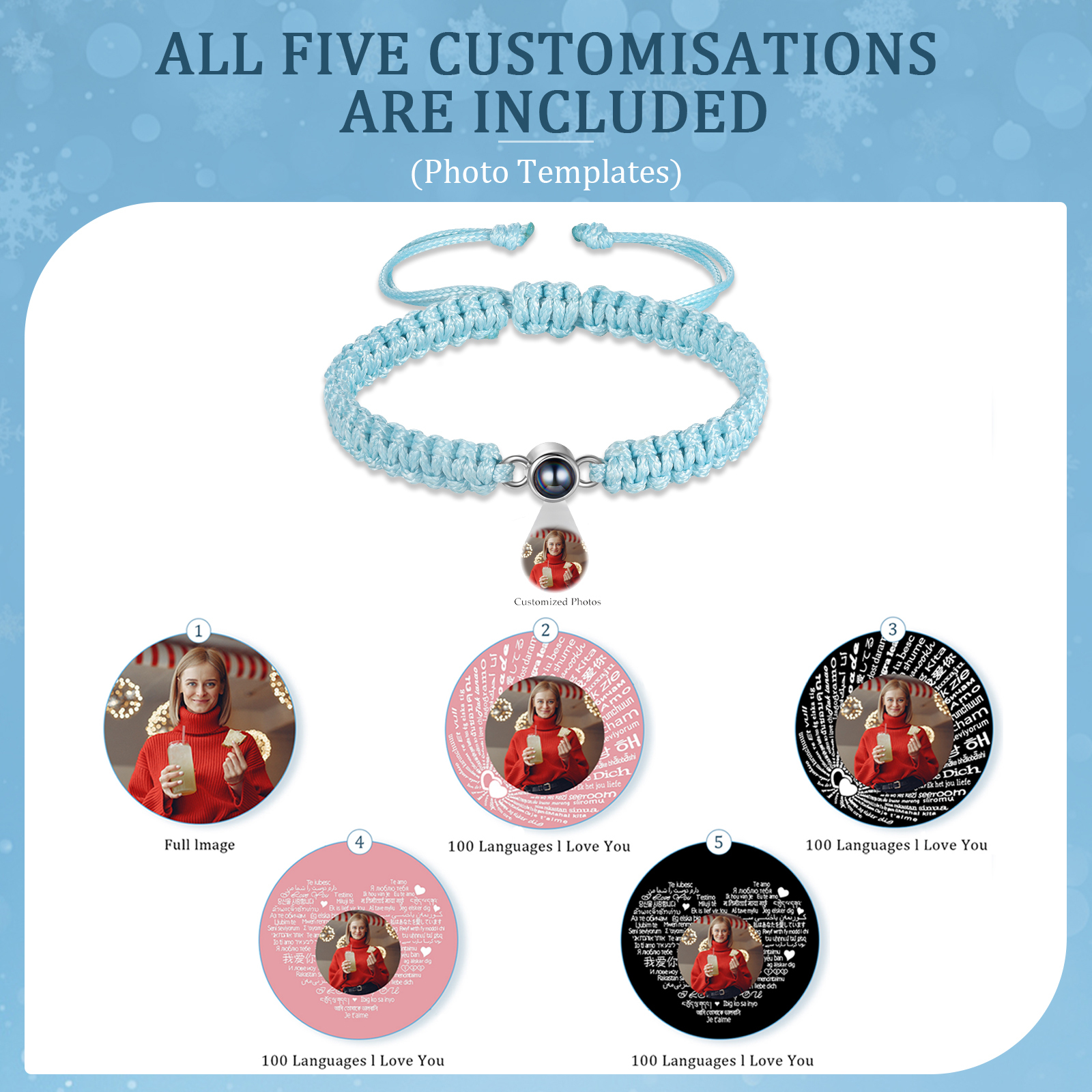 Personalised Projection Stone Bracelet – Customize 1 Photo – Valentine's Day Gift for Her/Him | Jessemade