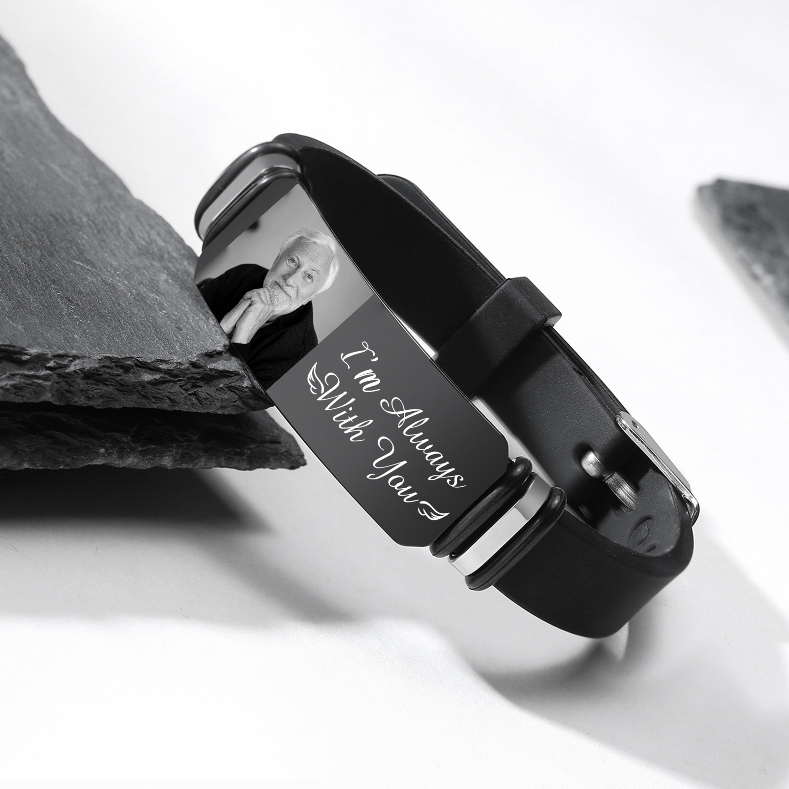 Personalised Photo Bracelet – Mirror Heart Keepsake Gift for Him | Jessmade