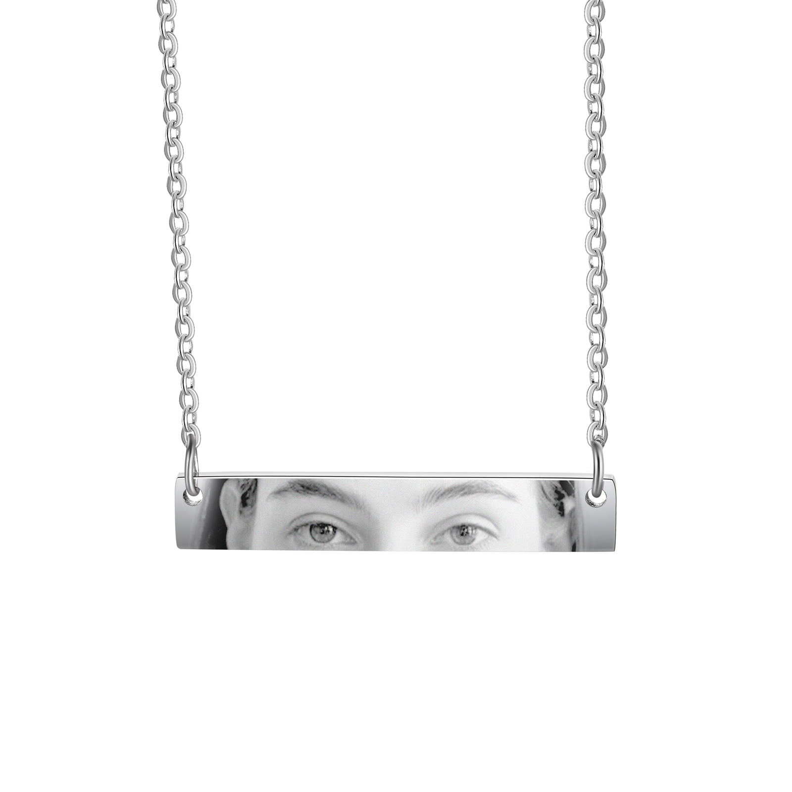 Personalised Eye Necklace with Custom 1 Photo - Minimalist Rectangle Bar Design, Valentine’s Day Gifts for Couple | Jessemade