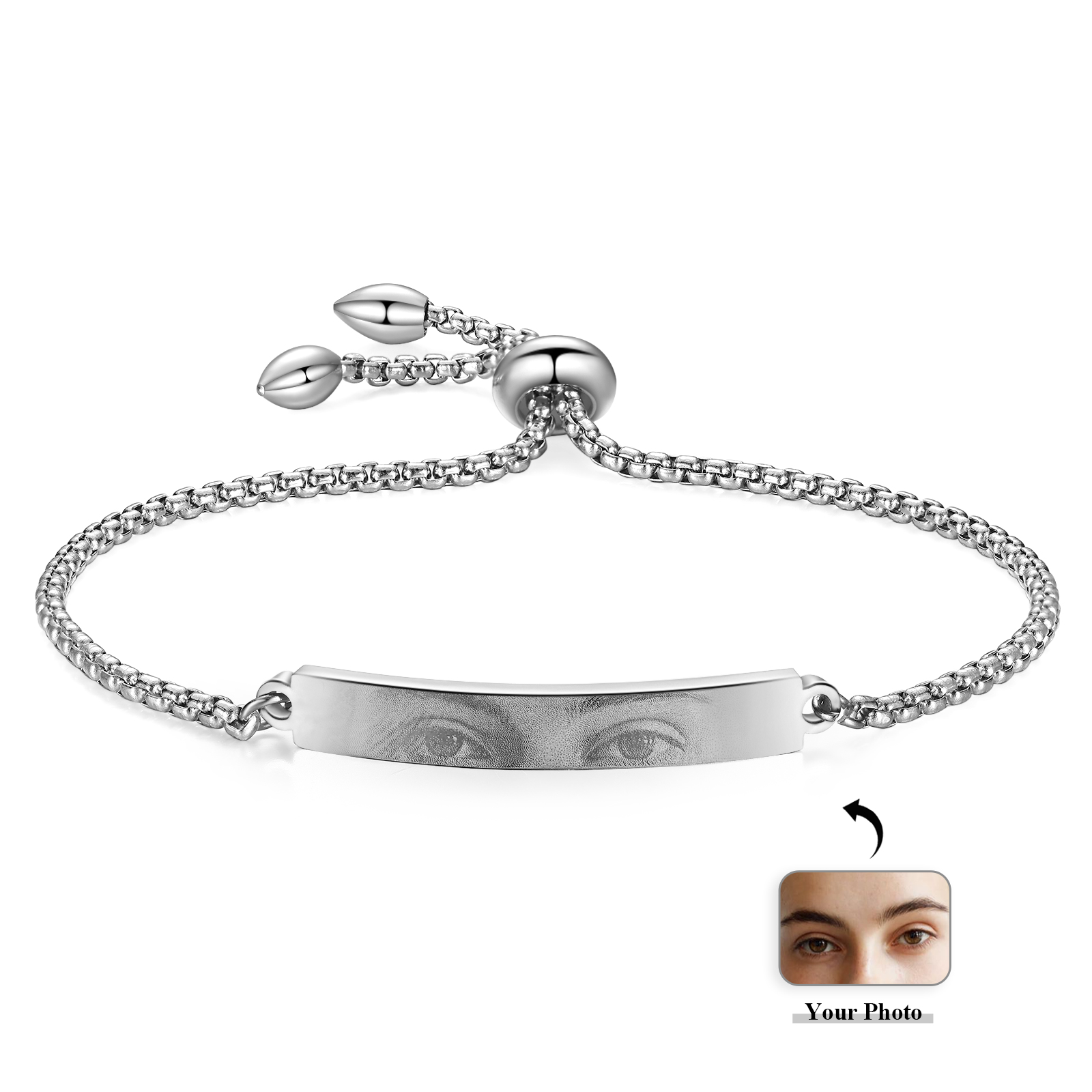 Personalised Women's Bracelet with Eye Photo - Custom Jewelry Gift for