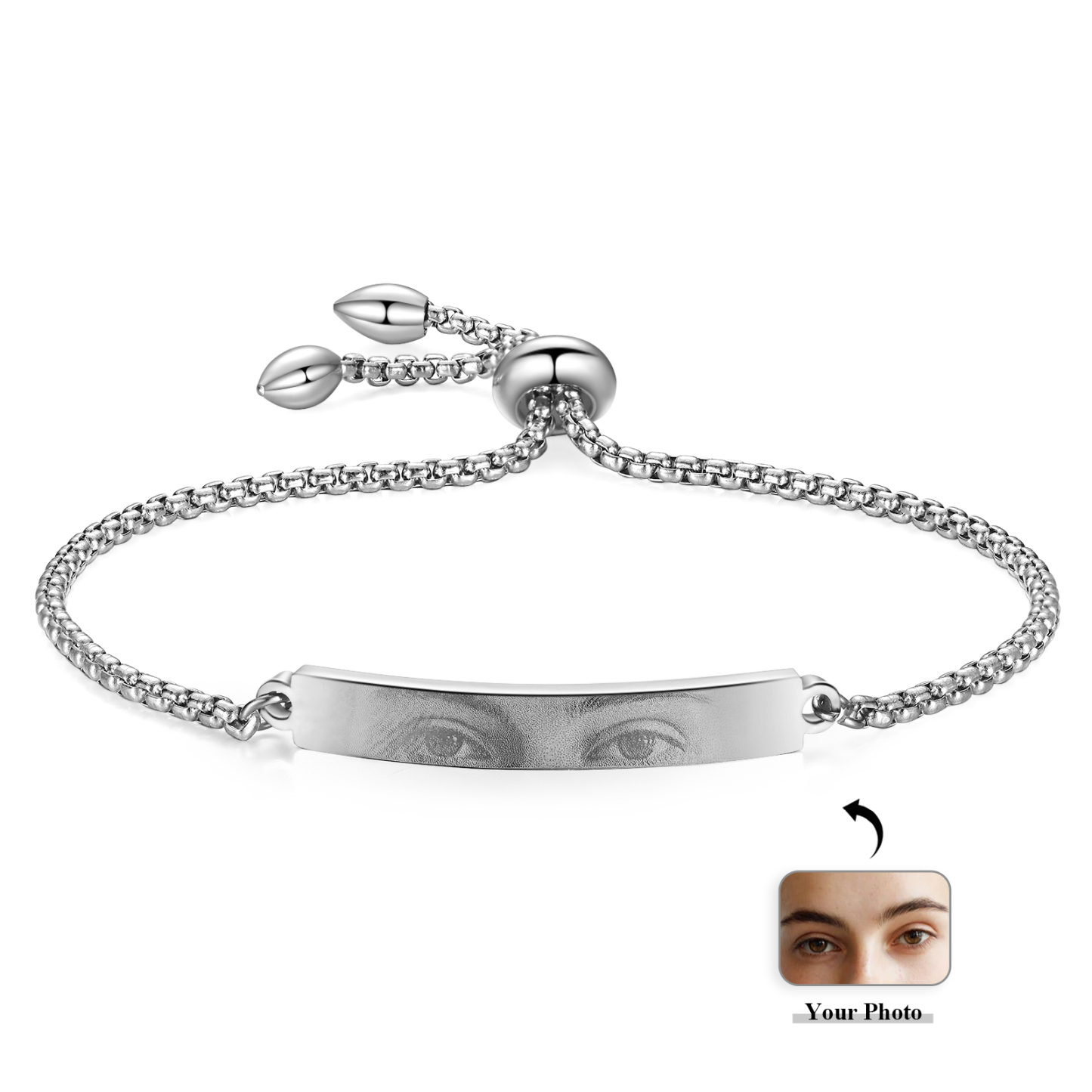 Personalised Women's Bracelet with Eye Photo - Custom Jewelry Gift for