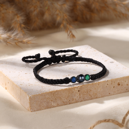 Personalised Photo Projection Bracelet Adjustable Braided Rope Bracelet 2 Birthstones A Heartfelt Gift for Her/Him | Jessemade