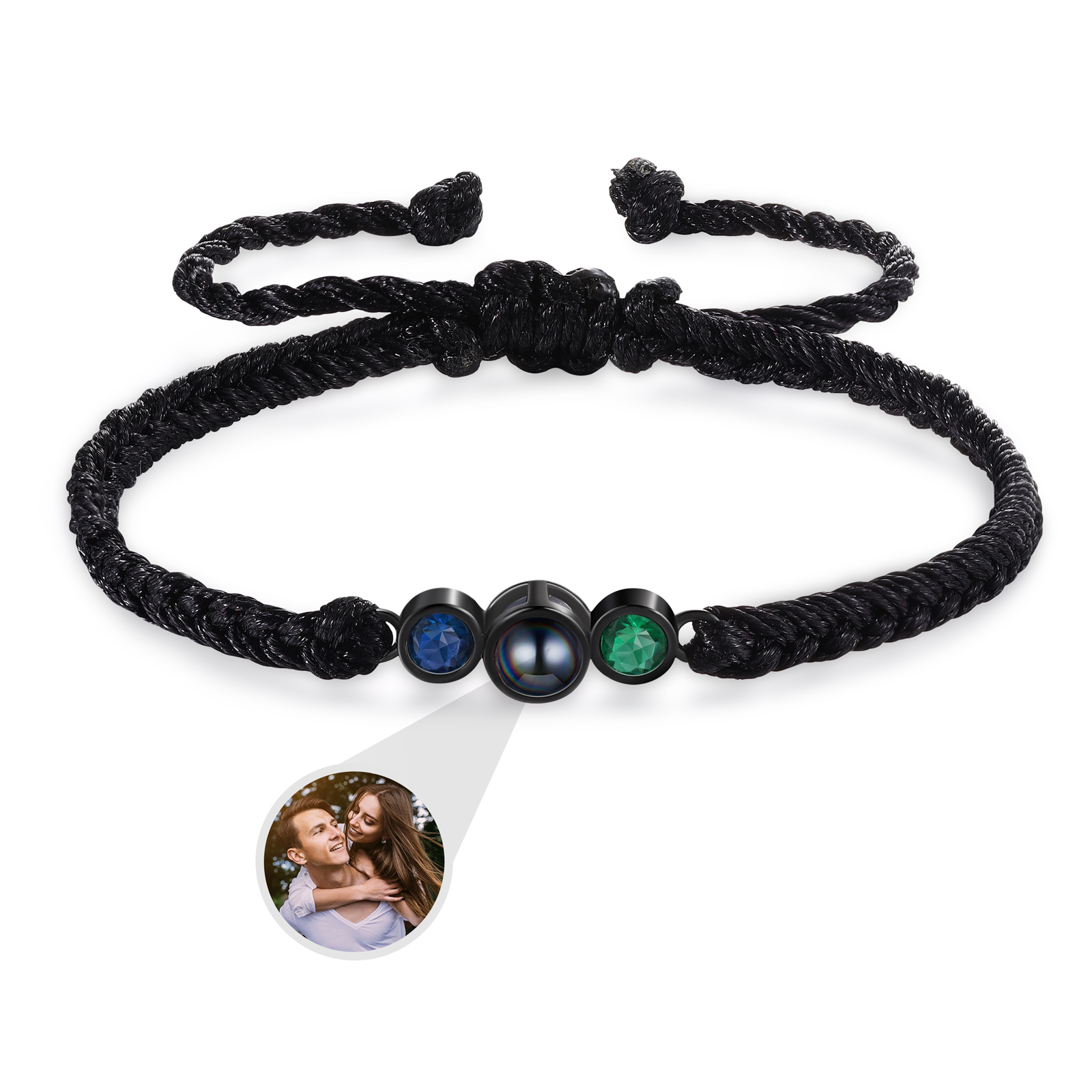 Personalised Photo Projection Bracelet Adjustable Braided Rope Bracele