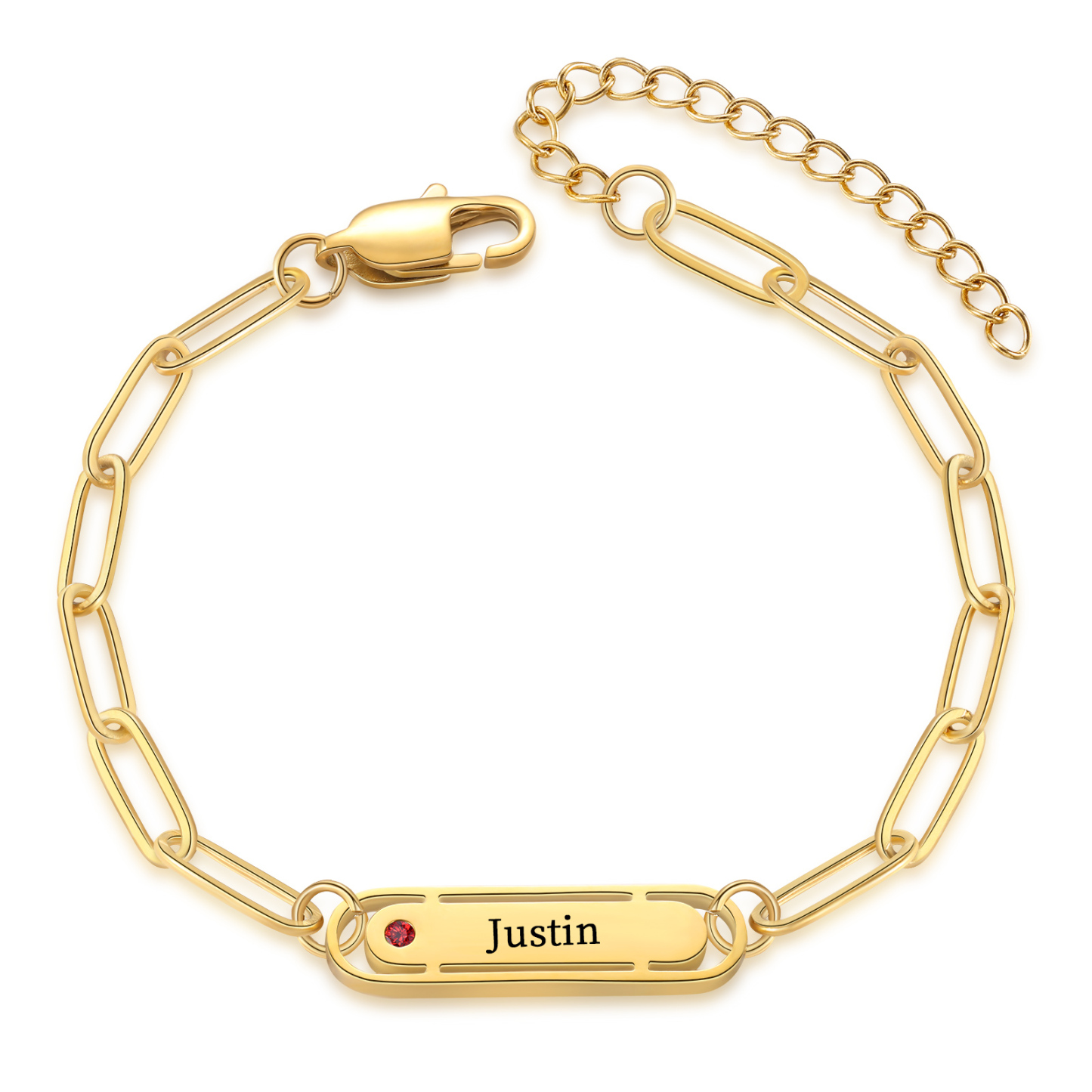 Personalised Gold Women's Bracelet – Custom Birthstone and Engraved Na