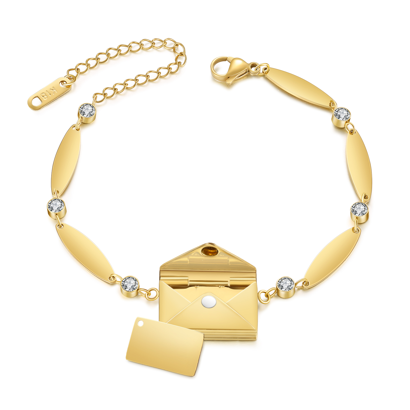 Personalised Bracelet with Custom 1-5 Names and 1 Text - "Love Is Eternal" Envelope Design, Valentine’s Day Gifts for Couple | Jessemade