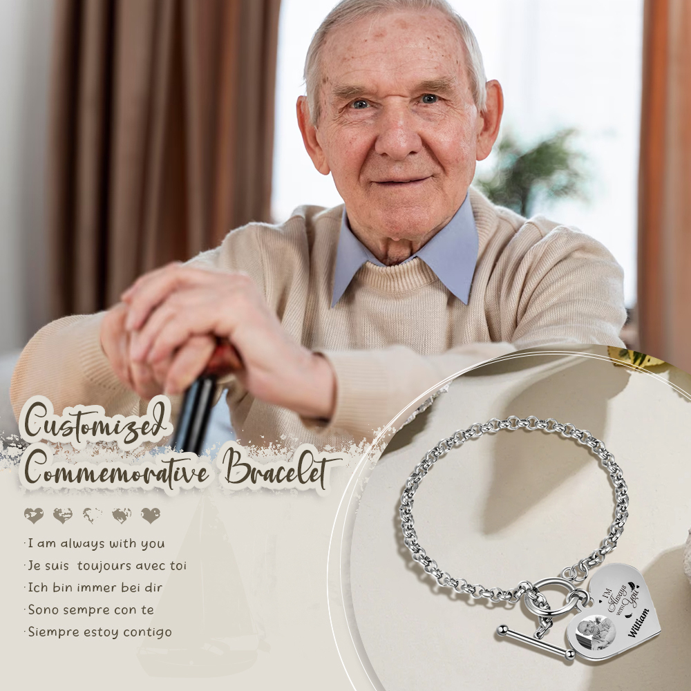 Personalised Memorial Bracelet –Custom Photo and Name Stainless Steel Bracelet- "I'm always with you" | Jessemade