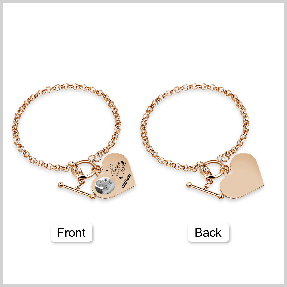 Personalised Memorial Bracelet –Custom Photo and Name Stainless Steel Bracelet- "I'm always with you" | Jessemade