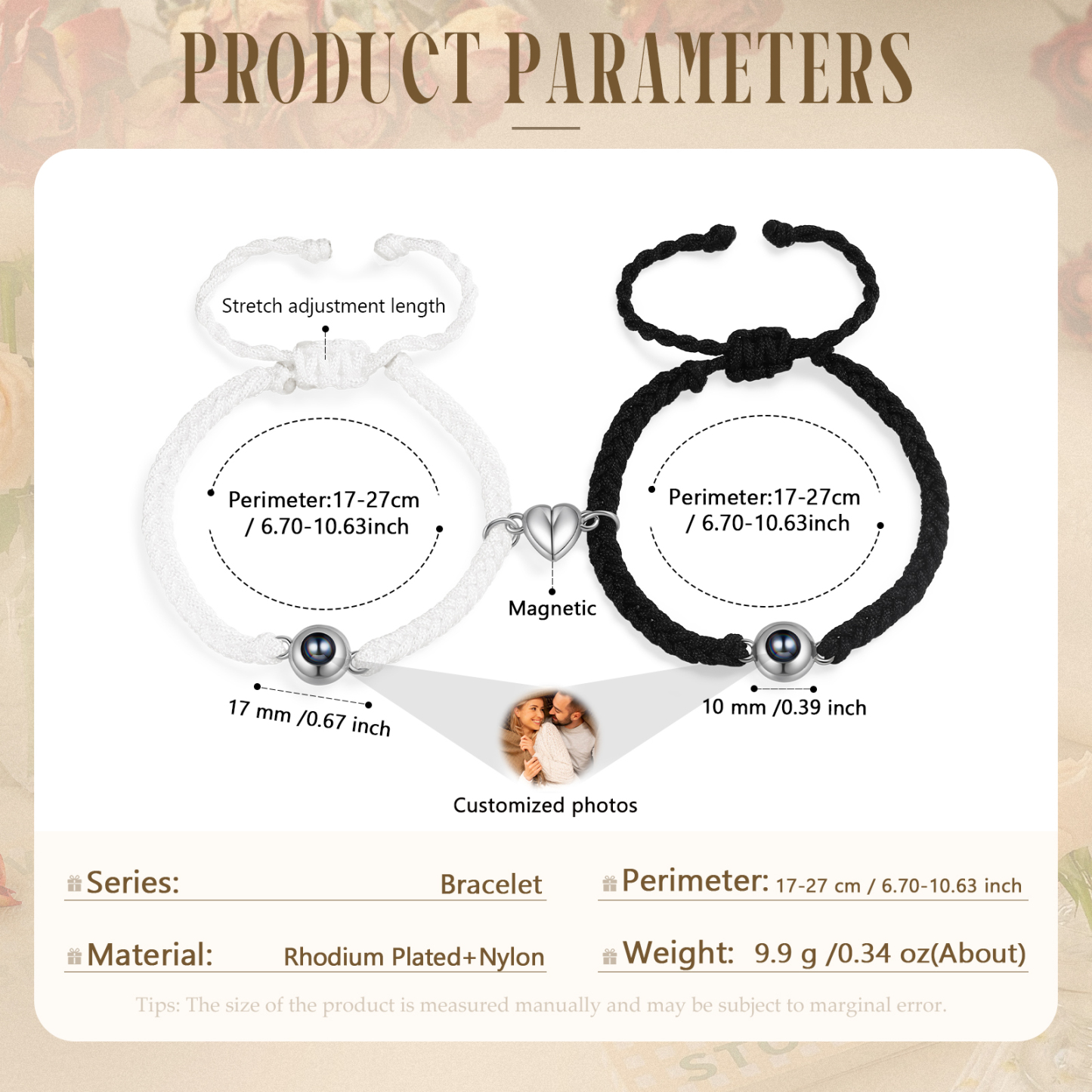 Personalised Projection Photo Bracelet – Customised with 1 Photo and Heart Design, Available in 3 Styles – Valentine’s Day Gift for Couple | Jessemade