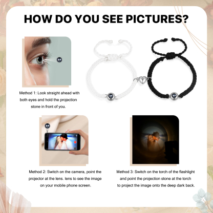 Personalised Projection Photo Bracelet – Customised with 1 Photo and Heart Design, Available in 3 Styles – Valentine’s Day Gift for Couple | Jessemade