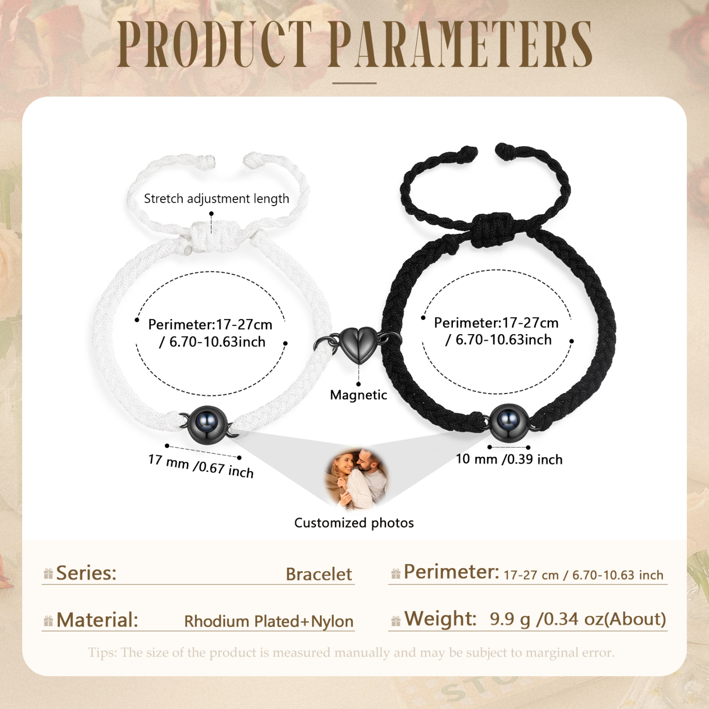 Personalised Projection Photo Bracelet – Customised with 1 Photo and Heart Design, Available in 3 Styles – Valentine’s Day Gift for Couple | Jessemade