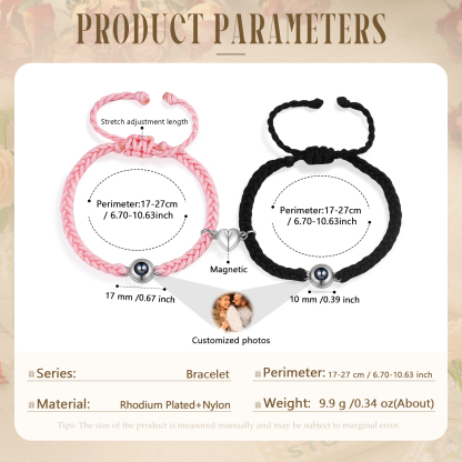 Personalised Projection Photo Bracelet – Customised with 1 Photo and Heart Design, Available in 3 Styles – Valentine’s Day Gift for Couple | Jessemade