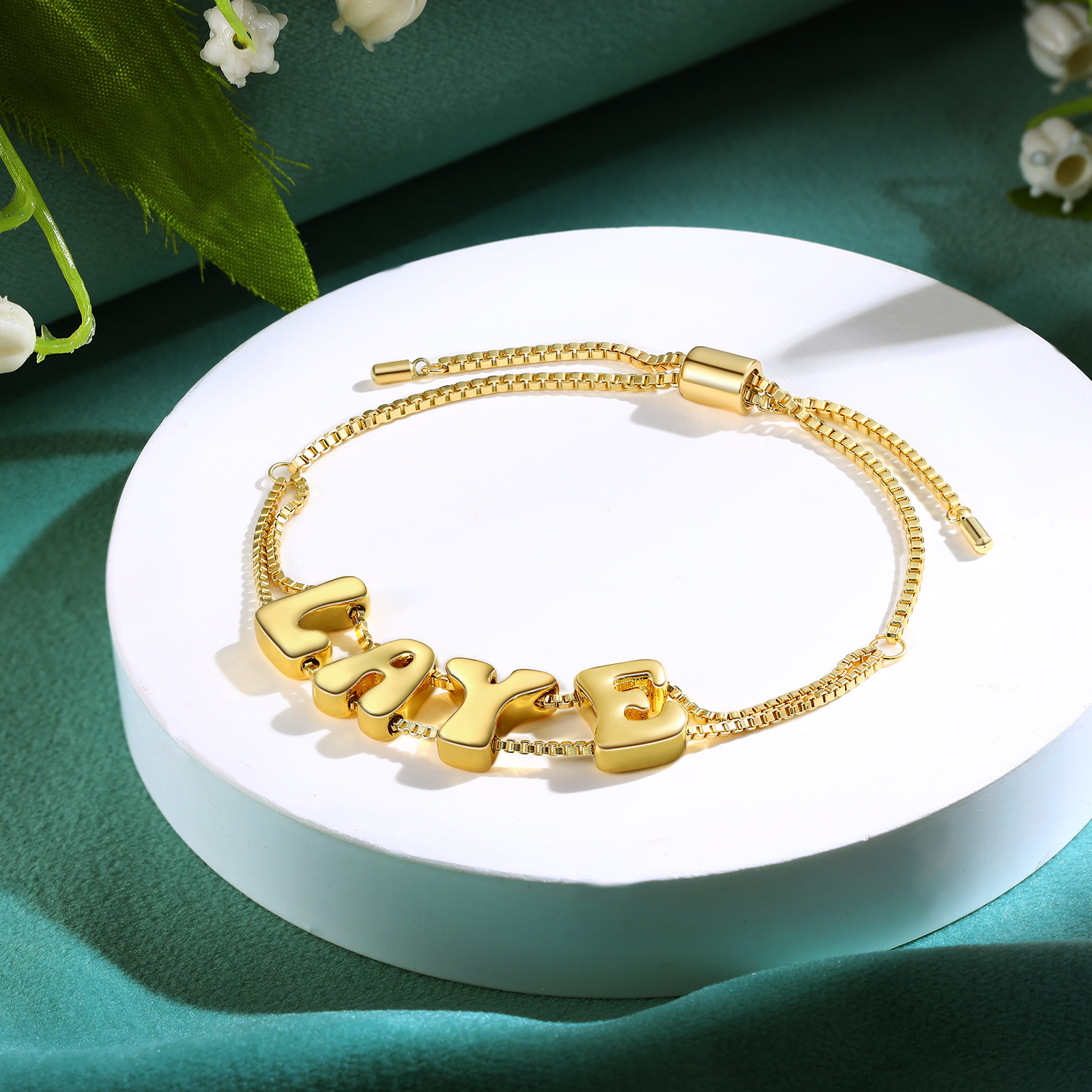 Personalised Adjustable Link Name Bracelet - Customise 4 Letters, Valentine’s Day Gift for Her | Jessemade