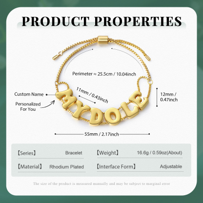 Personalised Adjustable Link Name Bracelet - Customise 6 Letters, Valentine’s Day Gift for Her | Jessemade