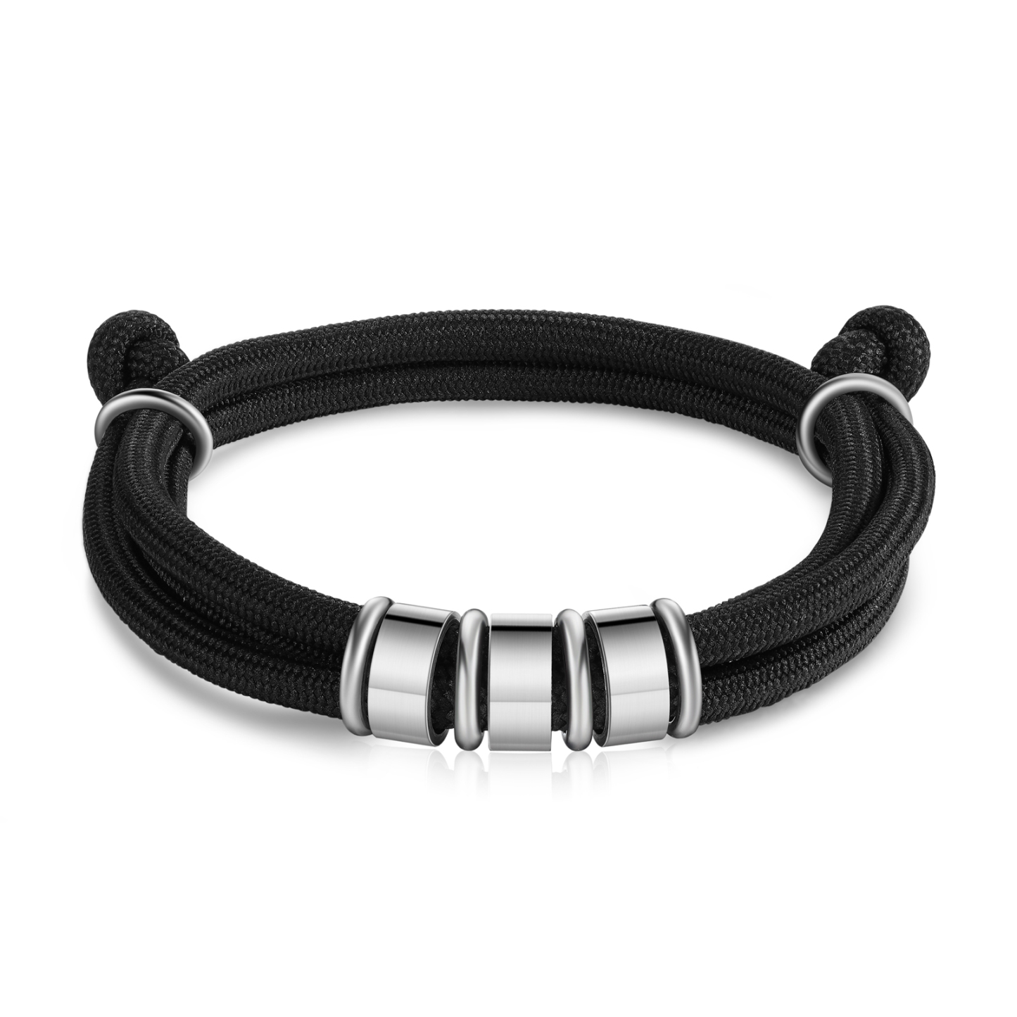 3 Names Personalised Men's Bracelet – Adjustable Rope with Custom Name Beads | Jessemade