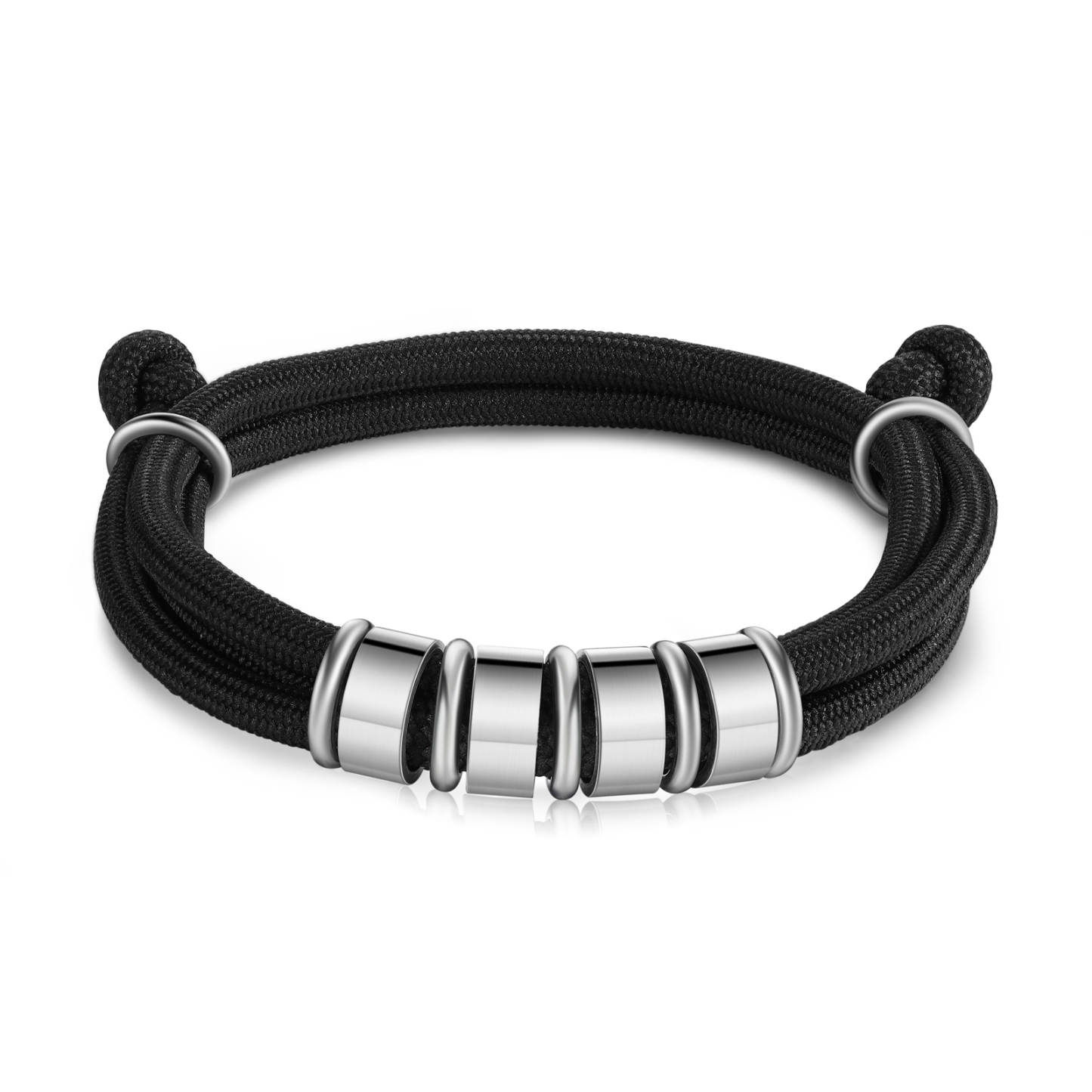 4 Names Personalised Men's Bracelet – Adjustable Rope with Custom Name Beads | Jessemade