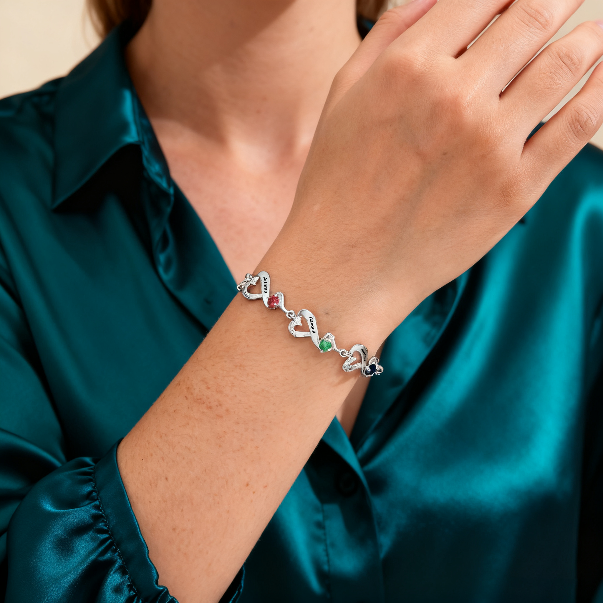 Personalised Heart Bracelet With 2-7 Names Gift For Women