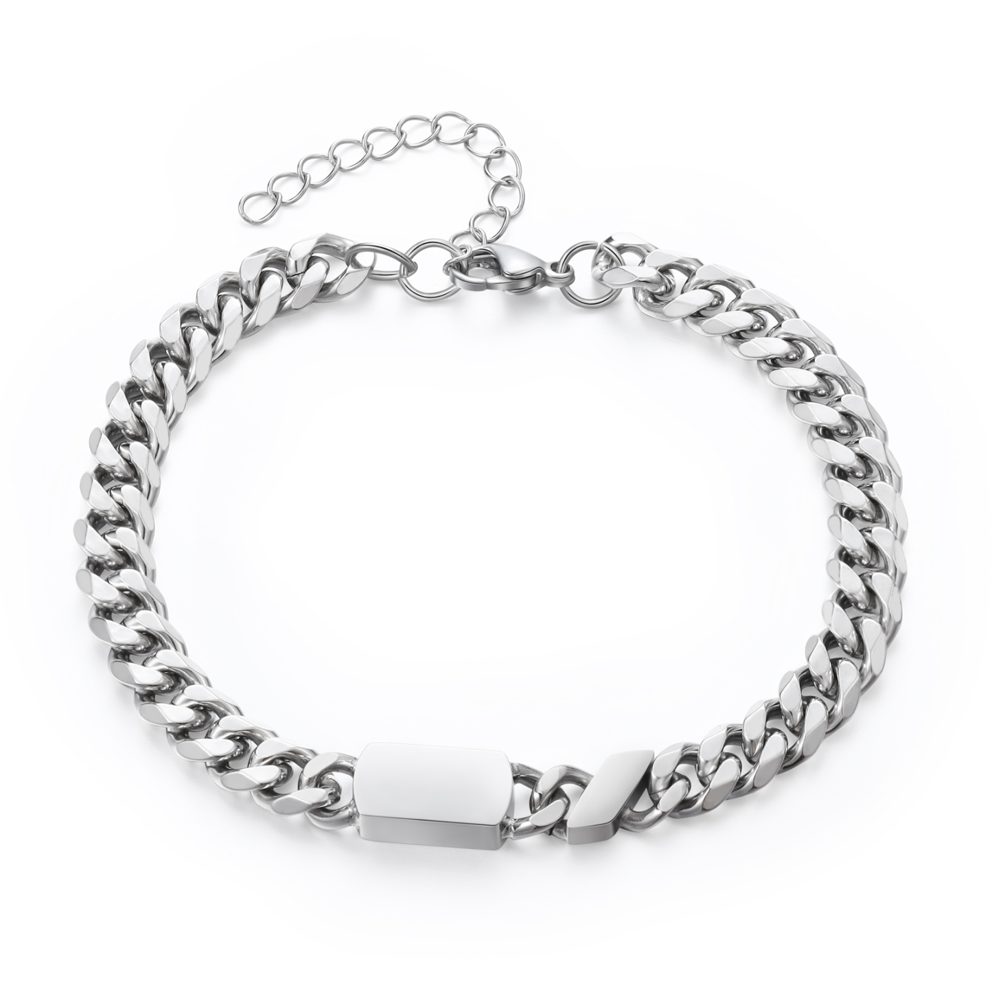 Personalised Cuban Chain Bracelet, Custom Text & 1 Name Engraved Gift for Men | Jessemade